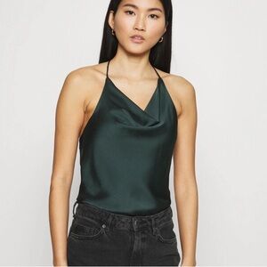 Abercrombie and Fitch cowl neck black satin bodysuit XS NEW